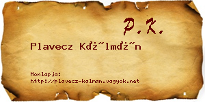 Plavecz Kálmán névjegykártya